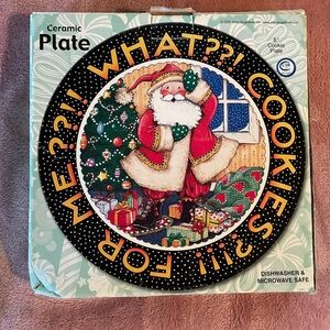 Santa Christmas Cookie Plate Giftco 8” Mary Engelbreit “What Cookies for me?”
